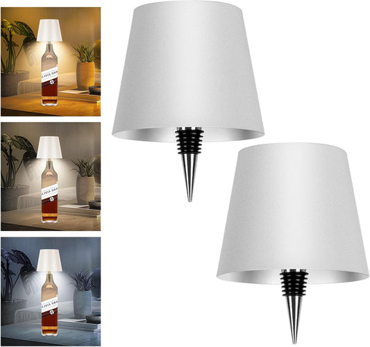 2-Pack Rechargeable Wireless Bottle Lamps with Touch Dimming, 2025 Model in 3 Colors, Ideal for Parties, Restaurants, and Home Décor (White)